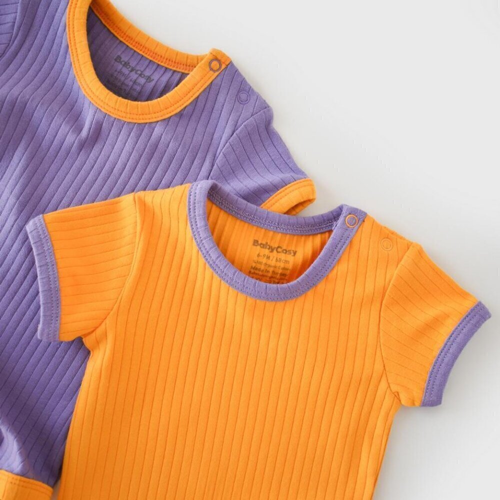 %100 Organic Ribana 2 Pcs Baby Short Sleeve Body Set - Picture 6 of 9